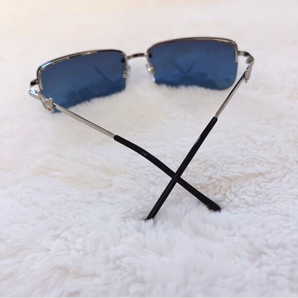 Delia Blue Rimless Butterfly Accent Sunglasses - Picture 10 of 10